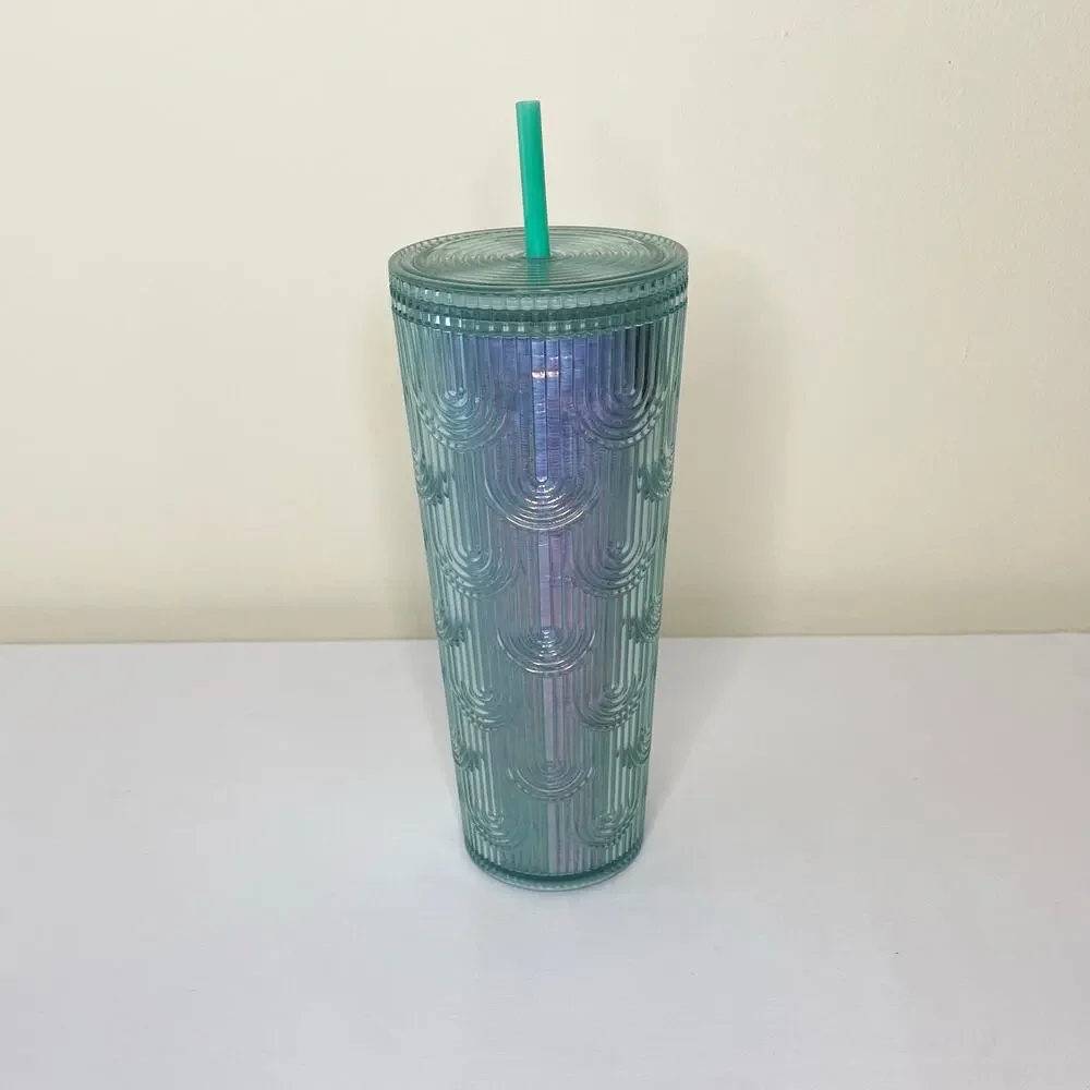 Starbucks Spring Iridescent Mermaid Scales Grid Tumbler 24oz Venti 2022